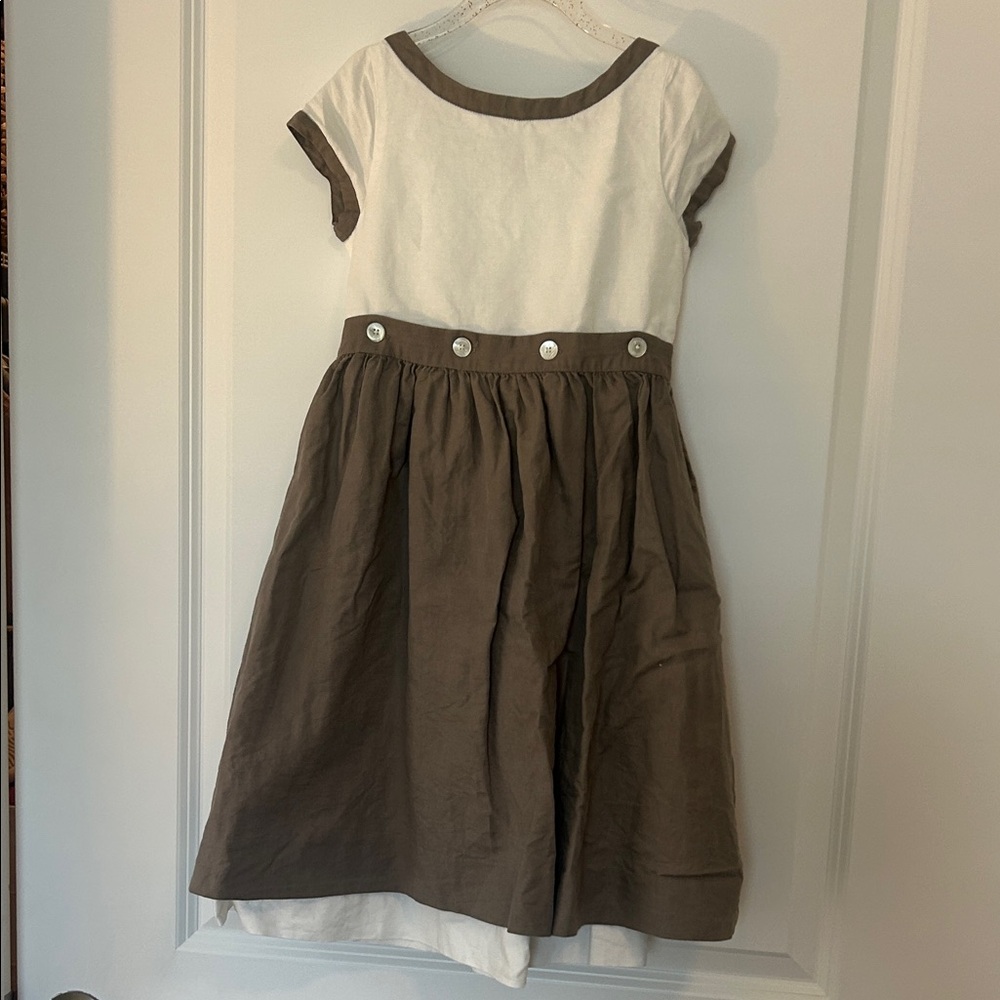 Jacadi Paris French Pinafore Style Linen and Cotton Dress